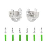 Hocansen Lot de 2 supports de tringle ronds de 19 mm en forme de U, en acier inoxydable 304, avec 6 vis et bride, pour armoire, fenêtre (FL-K/19 mm)