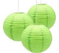 Hocansen Lot de 3 lanternes en papier lanternes chinoises en papier rondes lanternes en papier suspendues pour fête, mariage, anniversaire, fête, décoration de fête (12in/vert)