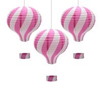Hocansen Lot de 3 lanternes en papier montgolfière 30 cm pour décoration de fête, fête, mariage (RQ-DL/Pink)