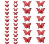 Hocansen Lot de 4 papillons en papier 3D rouge, guirlande papillons, décoration de fête, bannière, décorations en papier, papillons, à suspendre, bannières pour mariages, anniversaires (rouge/ZHD)