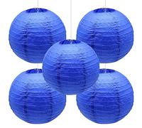 Hocansen Lot de 5 lanternes en papier 30,5 cm rondes en forme de boule en papier pour décoration de fête, mariage, jardin (DL/Bleu saphir)