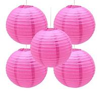 Hocansen Lot de 5 lanternes en papier rondes de 30,5 cm en forme de boule pour décoration de fête, mariage, jardin (rose)