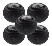 Hocansen Lot de 5 lanternes rondes en papier, 30,5 cm, en forme de boule, pour fête, mariage, décoration de jardin (DL/noir)