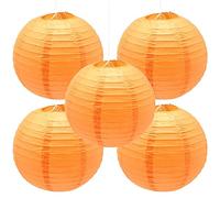 Hocansen Lot de 5 lanternes rondes en papier, 30,5 cm, en forme de boule, pour fête, mariage, décoration de jardin (DL/orange)