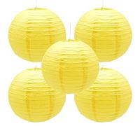 Hocansen Lot de 5 lanternes rondes en papier, 30,5 cm, en forme de boule, pour fête, mariage, décoration de jardin (DL/jaune)