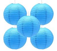 Hocansen Lot de 5 lanternes rondes en papier de 30,5 cm en forme de boule pour décoration de fête, mariage, jardin (bleu ciel)