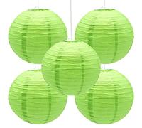 Hocansen Lot de 5 lanternes rondes en papier de 30,5 cm en forme de boule pour fête, mariage, décoration de jardin (vert gazon)