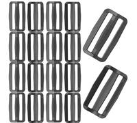 Hocansen Lot de 50 boucles d'échelle curseur à trois coulissantes en plastique, boucle de défilement latérale pour sac à dos, réglage de la sangle boucle de rechange, Noir , 50MM