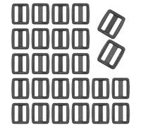 Hocansen Lot de 50 boucles d'échelle curseur à trois coulissantes en plastique, boucle de défilement latérale pour sac à dos, réglage de la sangle boucle de rechange, Noir , 15mm
