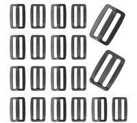 Hocansen Lot de 50 boucles d'échelle curseur à trois coulissantes en plastique, boucle de défilement latérale pour sac à dos, réglage de la sangle boucle de rechange, Noir , 38MM
