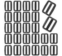 Hocansen Lot de 50 boucles d'escalier coulissantes tri-coulissantes en plastique pour sac à dos, ajustement, boucle de rechange, Noir , 25MM