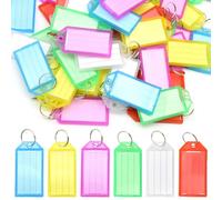 Hocansen Lot de 60 porte-clés avec anneau fendu, 5,6 x 2,9 cm, étiquettes inscriptibles, 6 couleurs, porte-clés avec anneaux pour badges nominatifs, étiquettes de bagage (Color-6/YSP)