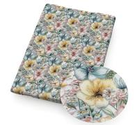 HOCEDO 2 pièces 20x3 3 cm/50x140 cm Fleurs Florales imprimé Feuilles de Simili Cuir Rouleau de Tissu en Cuir synthétique pour Bricolage Boucles d'oreilles nœuds de Cheveux Pochettes Sacs Artisanat