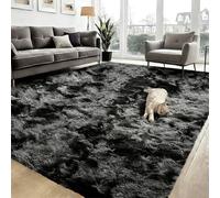 HOCEDO Tapis de Salon 100 x 260 cm Ne Perd Pas Ses Poils Dessous Antidérapant Moelleux Poils Longs Tapis Shaggy de Salon pour Chambre Bébé Pépinière Dortoir, Salle de Jeux, Noir