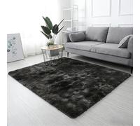 HOCEDO Tapis Salon 100 x 75 cm Protection Acoustique et Limitation du Bruit, Efficacité Énergétique et Qualités Antidérapantes Grand Tapis Moderne à Poils pour Aux Bureaux, Noir Gris
