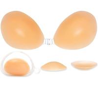 Hocent Soutien-Gorge Adhésif Push-Up Invisible, Soutien-Gorge sans Bretelles en Silicone avec Caches-Tétons Nude pour Femme