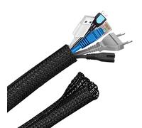 Hocerlu Manchon de Cache Câble Réglable, 3m Range Gaine Câble Tressé en Pet, Protection Gestion des Câbles pour TV, PC, USB - Diamètre 12-20 mm, Noir