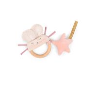 Hochet anneau bois souris rose La petite école de danse Moulin Roty