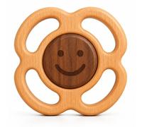 Hochet Anneau Dentition Bébé Fleur | Jouet Montessori Bébé 0-3 3-6 6-12 Mois | Bois Naturel 4 Prises Jouet Éveil | Non-Toxique FSC Hêtre | Cadeau Bébé Fille Garçon