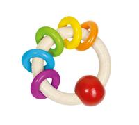 Hochet avec 5 anneaux arc-en-ciel beige TU