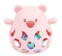 Hochet avec balle ours en silicone rose