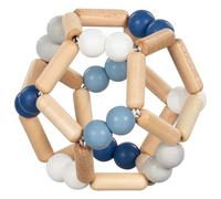 goki Baby 65345 Balle de hochet en Bois et Silicone pour bébé, fabriquée en Allemagne, Bleu, garçon, Jouet de motricité Naturelle, pour favoriser Le réflexe de préhension et Le développement du