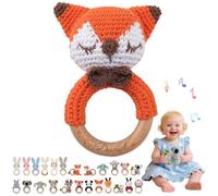 Hochet Bebe & Anneau Dentition Bebe Bois Personnalisé avec Nom Gravé, Hochet Peluche Jouet Bébé 0-12 Mois, sans BPA, pour Dentition Développement Sensoriel Auditif Bébé, Cadeau Baby Shower (15)