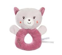GIPSY TOYS - PELUCHE HOCHET CHAT - GAMME BAMBOO - 1ER ÂGE - IDEE CADEAU NAISSANCE BEBE - FILLE ET GARCON - 13 CM - ROSE ET GRIS