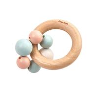 Plan Toys Hochet anneau bois et perles pastel – Jouet en bois pour bébé
