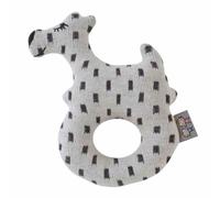 Hochet tricoté en coton bio beige, chien TU