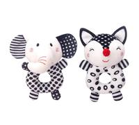 Hochet Bébé Jouet, Noir et Blanc Montessori Jeux Eveil Hochet Bebe, Jouets D'éveil Bebe 0 3 6 12 Mois, Peluche Hochet Jouet Dentition Bébé, Bébé Hochet Jouet Sensorielle 0-12 Mois (2PCS)