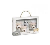 Hochet bébé mains et pieds Interbaby - Coffret 4 pièces oursons - Chaussons et bracelets sensoriels avec grelots - Jouet d’éveil naissance - Cadeau bébé garçon et fille 0-12 mois