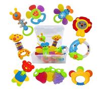 Hochet Bébé pour 0 3 Mois Jouet Dentition Ensemble Premiers Jouets Bébé Ensemble Cadeau avec boîte de rangement Hochets (11 Pièces)