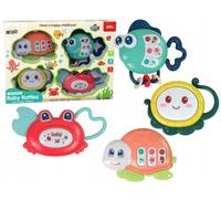 Hochet bébé set de 4 pièces tortue poisson animaux marins teether