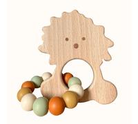 Hochet bois et silicone lion
