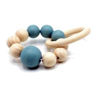 Hochet bracelet de perles de bois Océan avec anneau aPunt Barcelona®