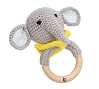 Hochet coton tricot bois naturel