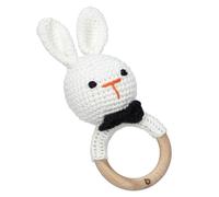 Hochet coton tricot bois naturel lapin TU