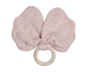 Hochet de dentition Bois & Tissu Fabelab® Papillon Mauve 20cm Coton