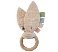 Hochet de dentition Feuille Tissu Lange de Coton Bio GOTS Coquille