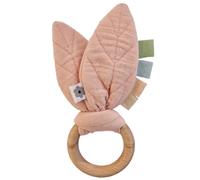 Hochet de dentition Feuille Tissu Lange de Coton Bio GOTS pêche &