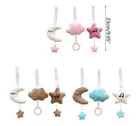 Hochet De Gymnastique Pour Bébé, 3 Pièces, Cadre De Poussette, Anneau En Bois, Étoiles Souples, Nuage De Lune, Cloche De Lit Suspendue, Support De Fitness, Décoration Pendentif