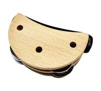Hochet de pied en bois - Avec cloche en métal - Percussion portable pour guitare folk, cajón et tambours africains - Instrument de musique avec élastique - Idéal pour Kotak