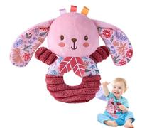 Hochet Doux Animaux En Peluche Rose, Anneau Sensoriel Doux | Lapin Et Éléphant Anneau Secoueur Rembourré Rose Jouet Main Sensoriel Pour Garçons Et Filles