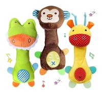 Hochet Doux Pour Bébé, Jouet Sonore D'animal, Puzzle En Peluche, Cadeau Idéal, 3 À Pièces/Ensemble