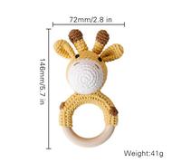 Hochet Éléphant Au Crochet Sans Bpa Pour Bébé,Jouet En Bois Pour Dents D'enfant,Ronde,Mobile,Pour Poussette,Pour,Éducatif,1 Pièce - Type Giraffe