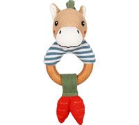 Hochet en bois cheval tissu 9x17cm coton polyester recyclé