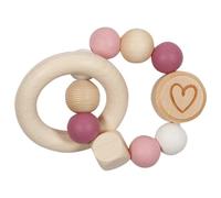 Hochet En Bois Et Silicone Coeur Rose