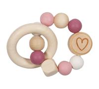Hochet En Bois Et Silicone Rose TU