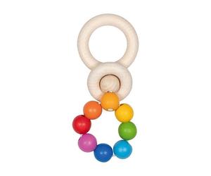 Hochet en bois flexible Arc en ciel Perle et anneaux Goki®